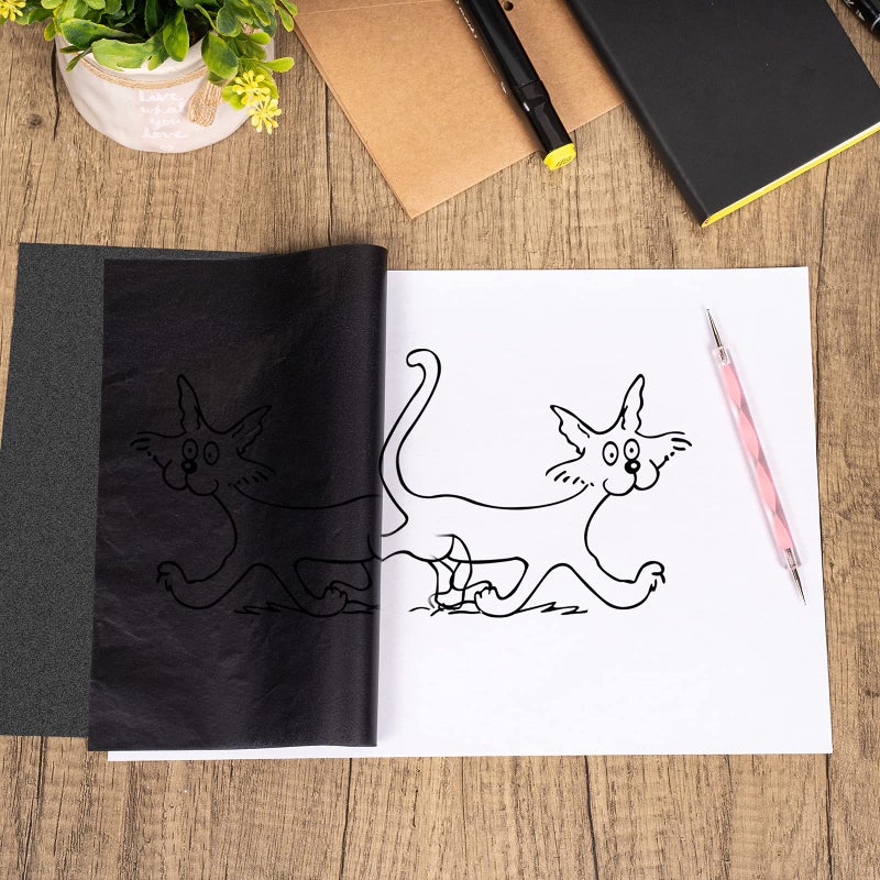 Ueerdand 100 Sheets White Tracing Paper 100 Sheets Carbon Transfer Paper and 5 Pieces Ball Embossing Styluses for Wood Burning Craft, Paper, Canvas and Other Art Craft Surfaces - Image 5